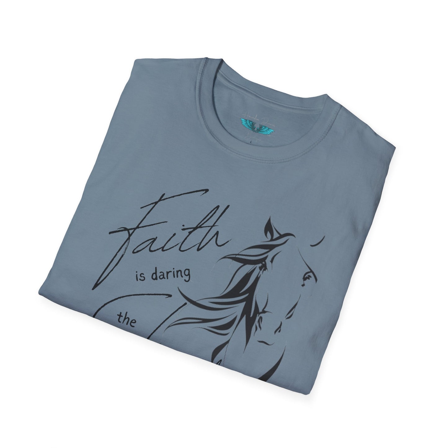 Faith and Horses in black Unisex Softstyle Graphic Tee