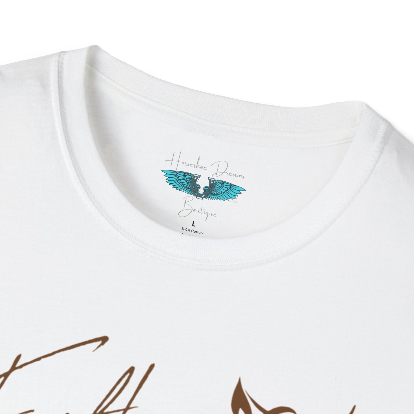 Faith and Horses in Brown Unisex Softstyle T-Shirt