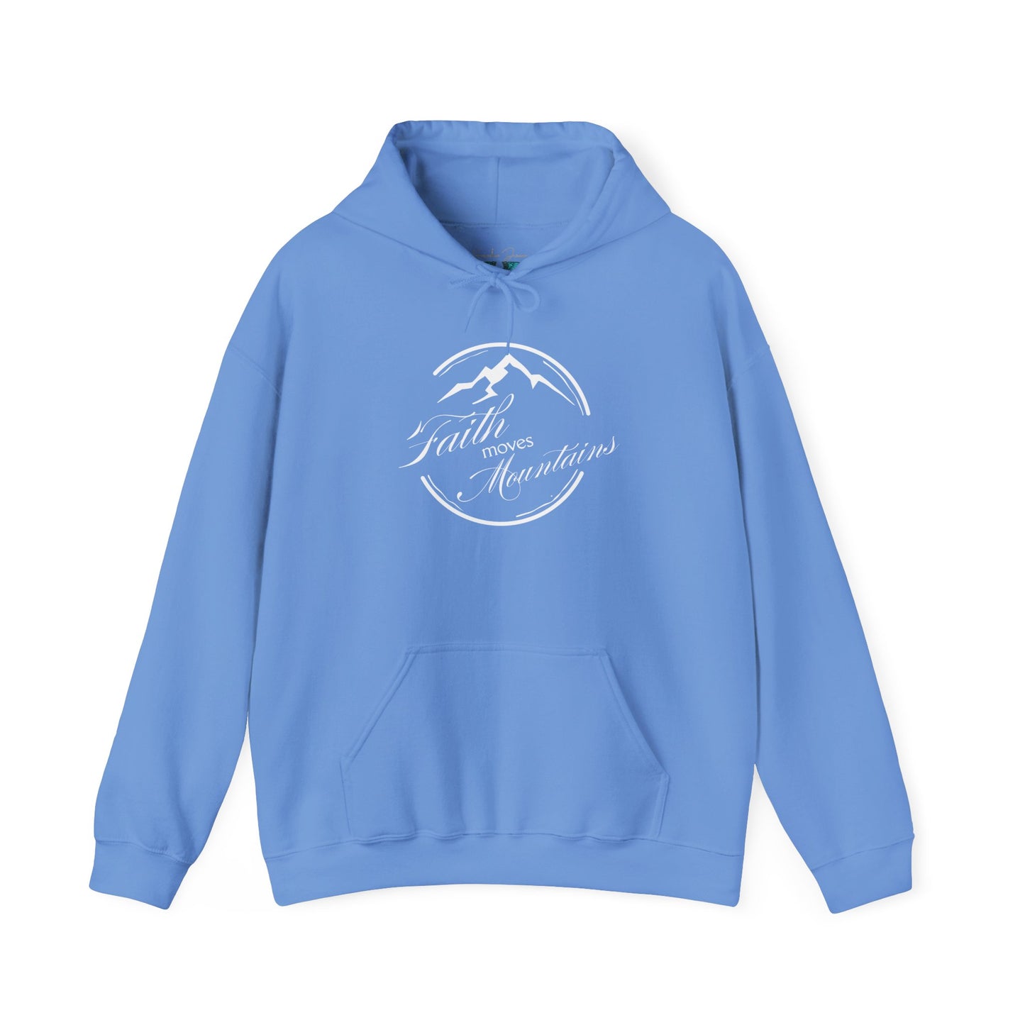 Faith Moves Mountains in White Unisex Heavy Blend™ Hoodie