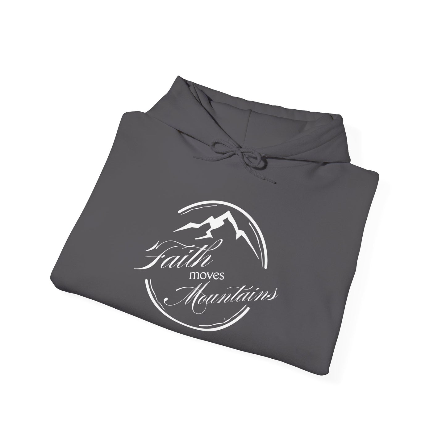 Faith Moves Mountains in White Unisex Heavy Blend™ Hoodie