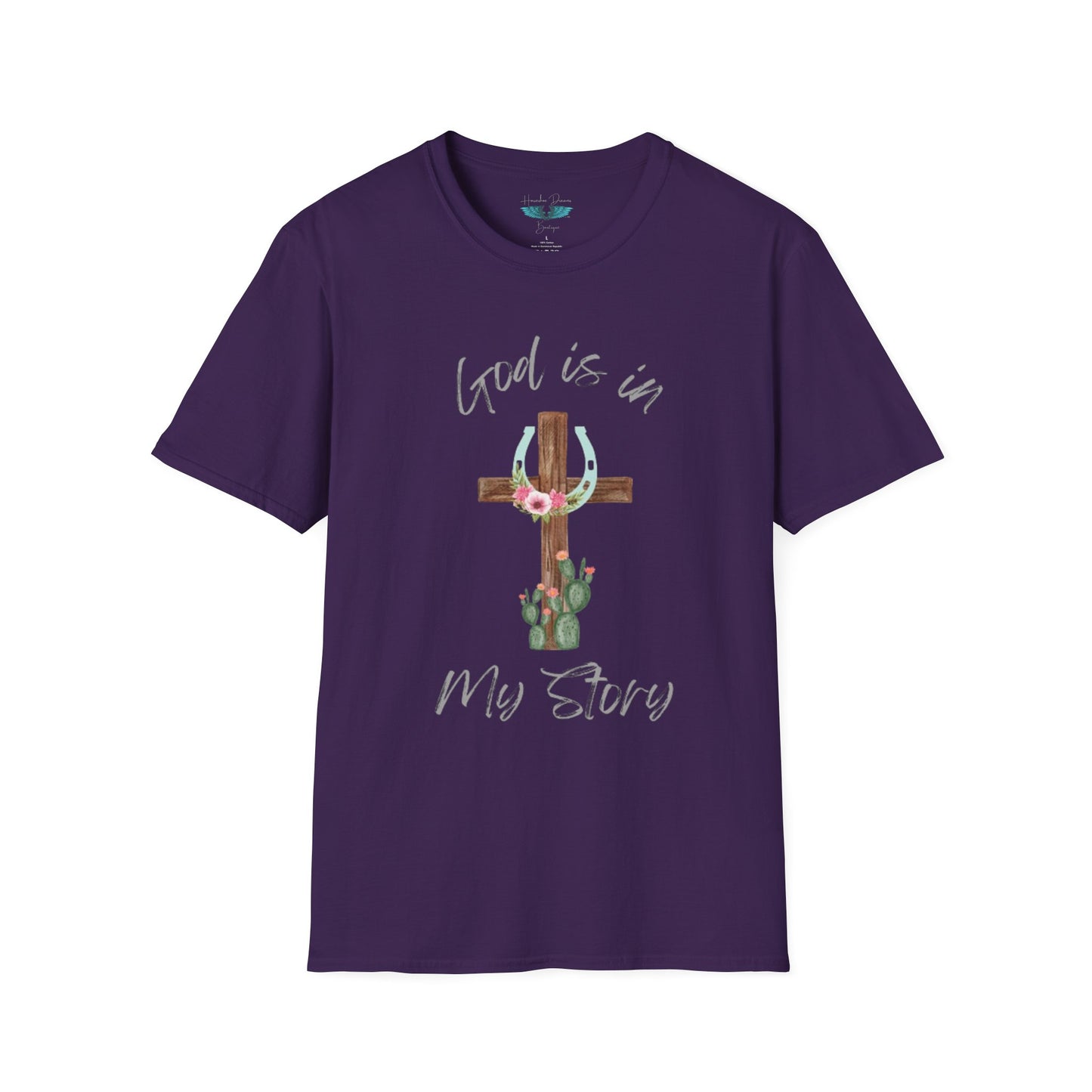 God Is In My Story Women's Unisex Softstyle Faith based Graphic T-Shirt