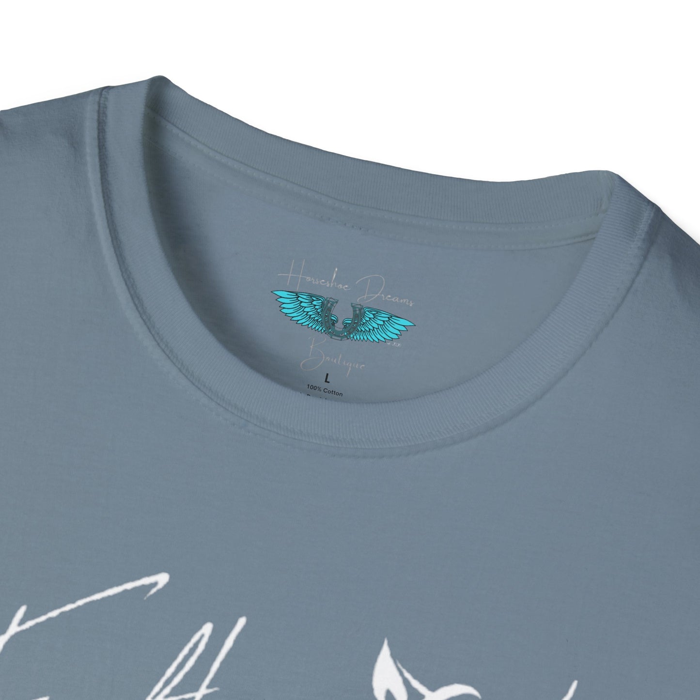 Faith and Horses in White Unisex Softstyle T-Shirt