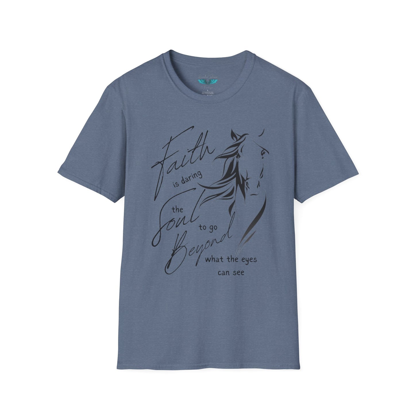 Faith and Horses in black Unisex Softstyle Graphic Tee