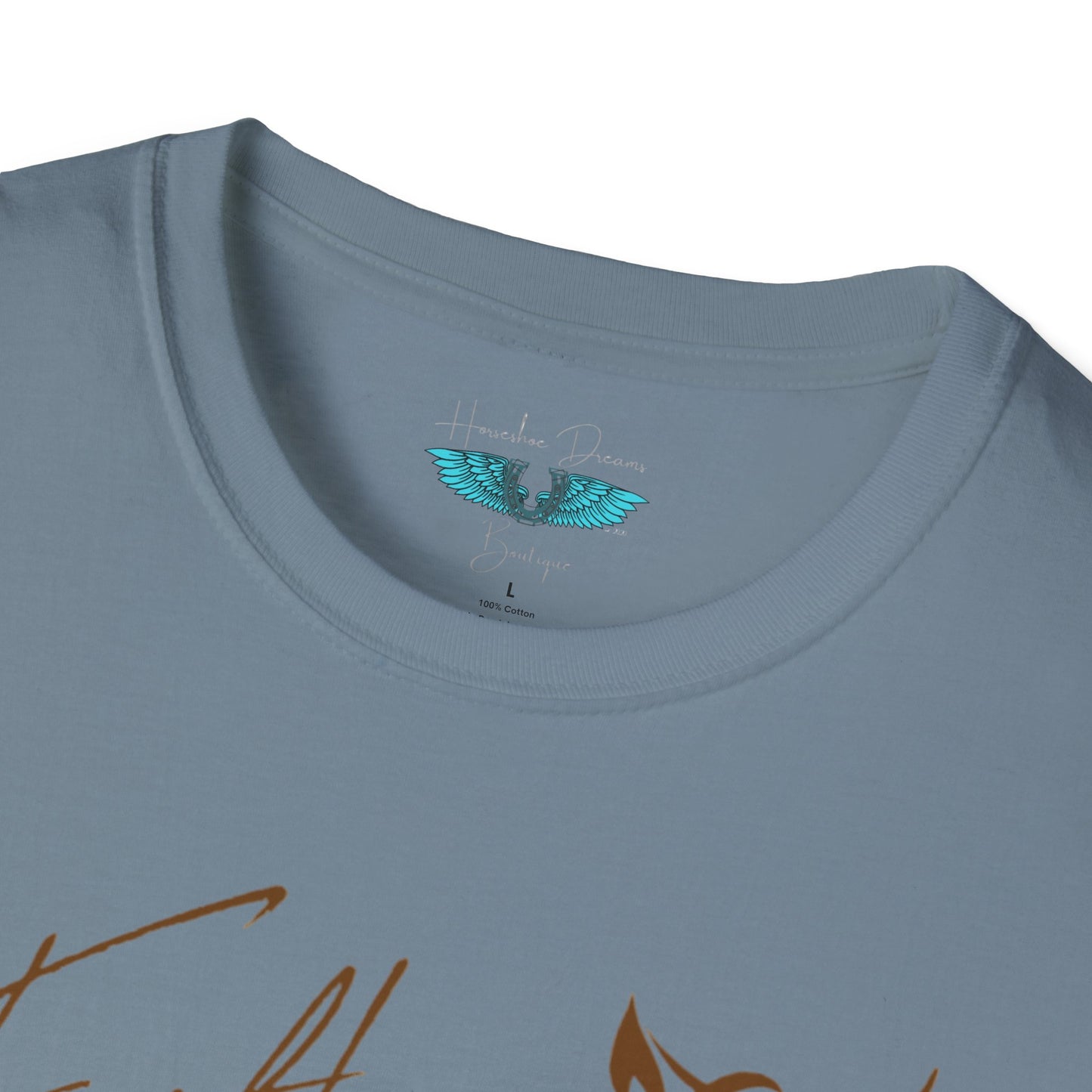 Faith and Horses in Brown Unisex Softstyle T-Shirt
