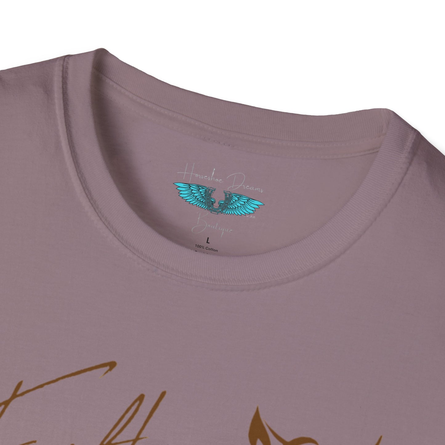 Faith and Horses in Brown Unisex Softstyle T-Shirt