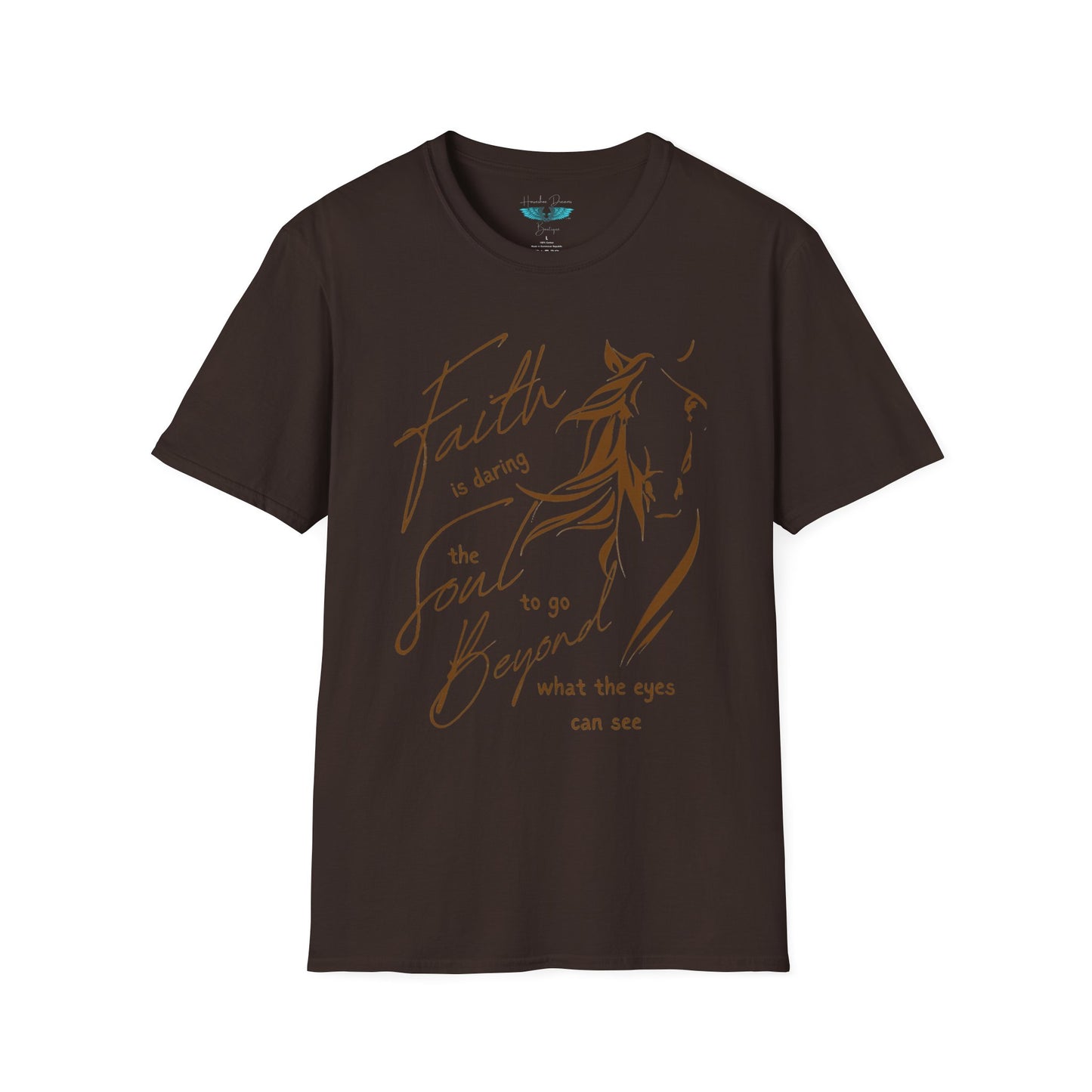 Faith and Horses in Brown Unisex Softstyle T-Shirt