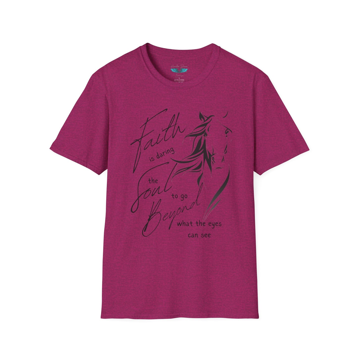 Faith and Horses in black Unisex Softstyle Graphic Tee