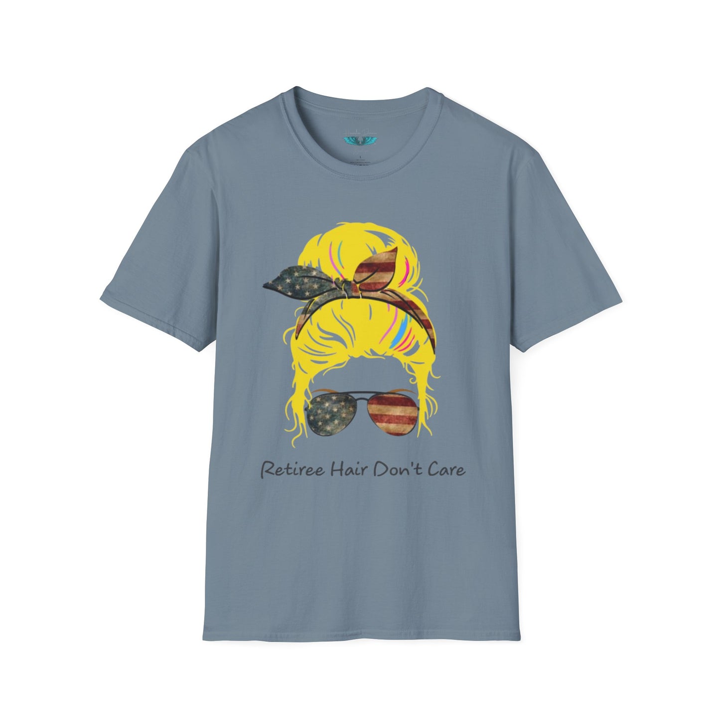 Retiree Hair Don't Care - Military Airforce - Women Soft Style Graphic Tee