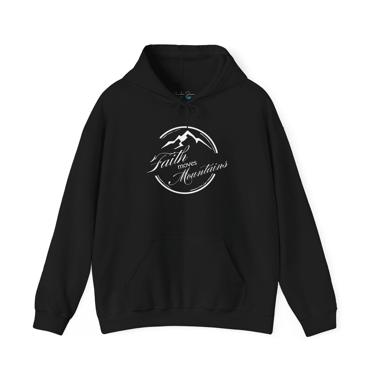 Faith Moves Mountains in White Unisex Heavy Blend™ Hoodie