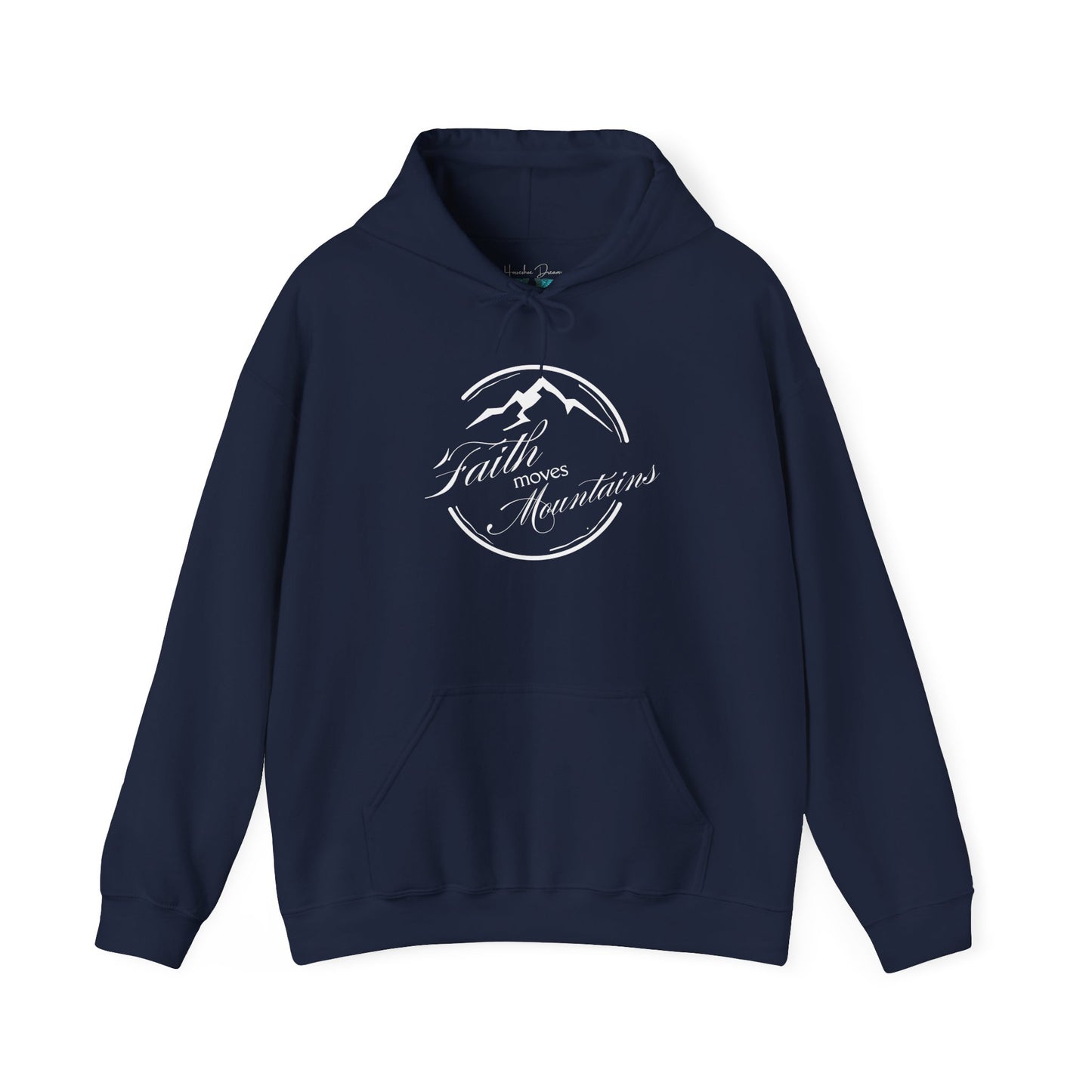 Faith Moves Mountains in White Unisex Heavy Blend™ Hoodie