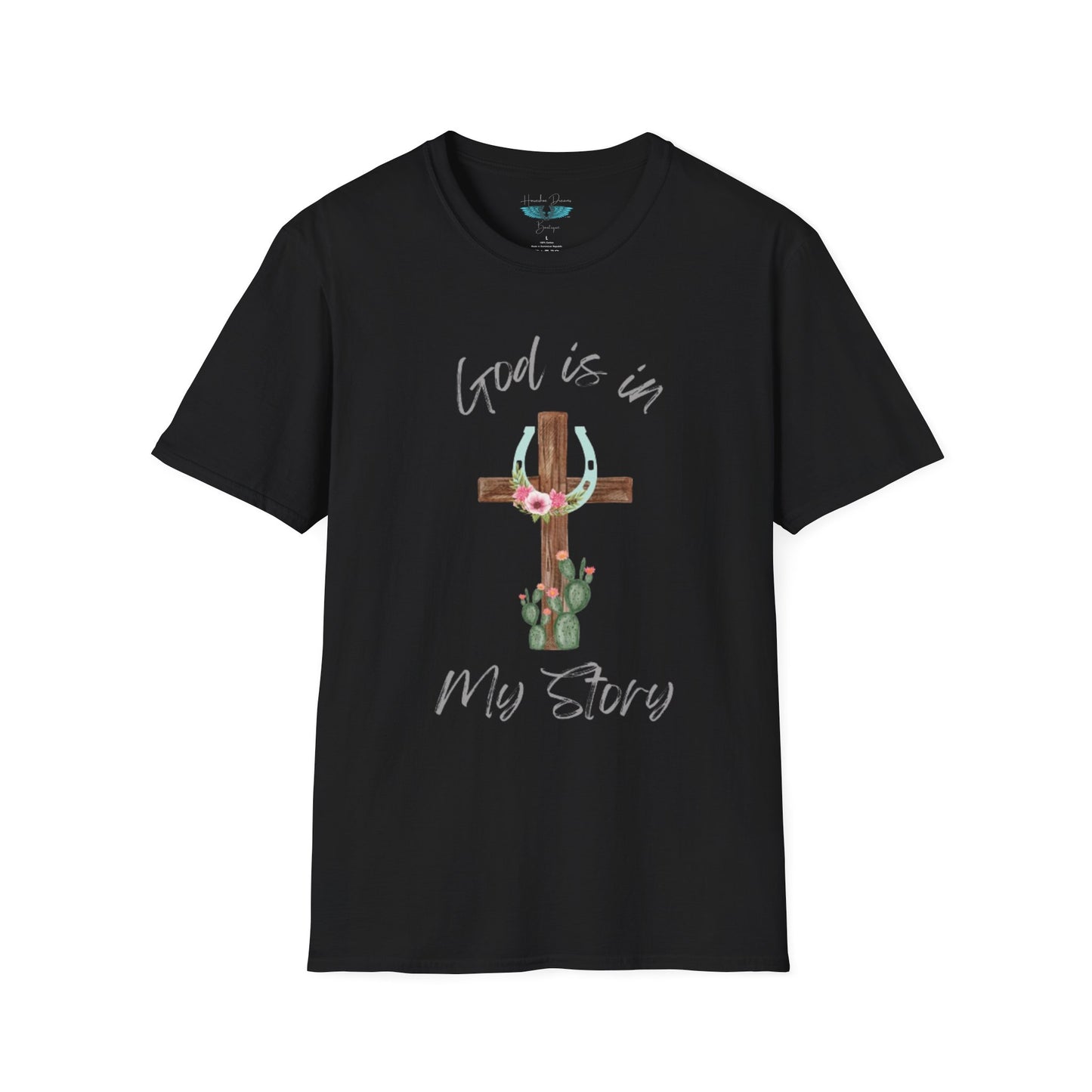 God Is In My Story Women's Unisex Softstyle Faith based Graphic T-Shirt