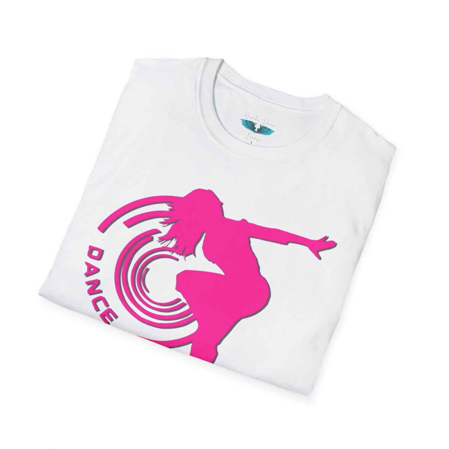 Dance Silhouette Graphic Tee in Lifted Pink Unisex Softstyle T-Shirt