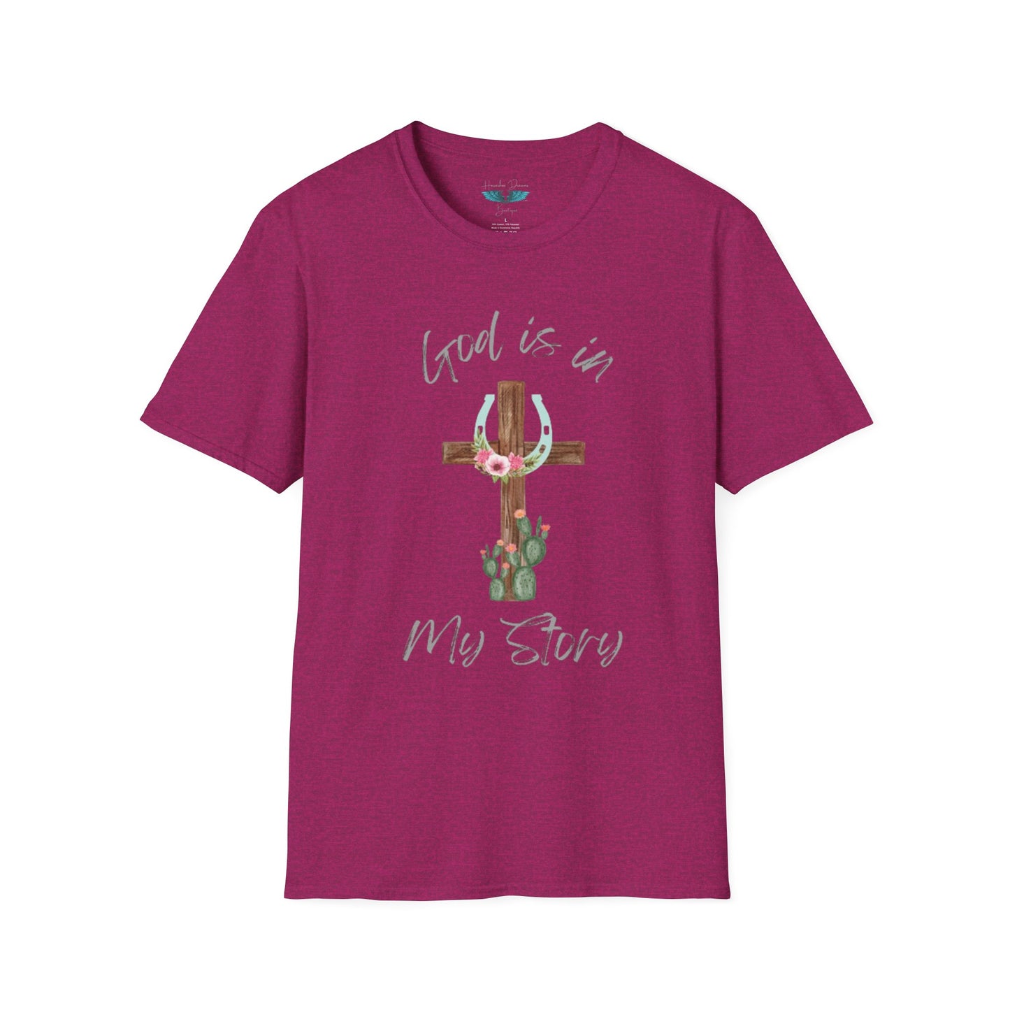 God Is In My Story Women's Unisex Softstyle Faith based Graphic T-Shirt