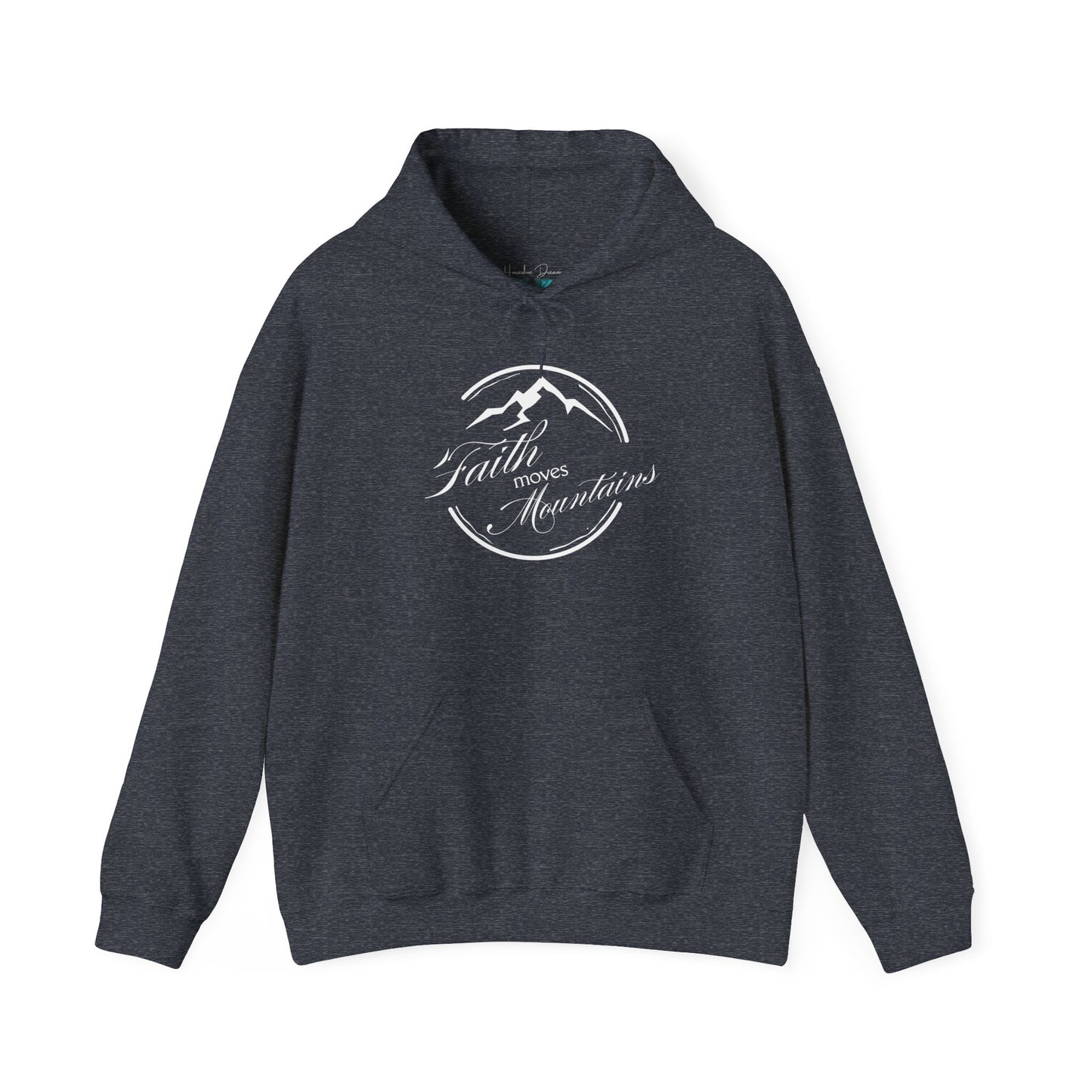 Faith Moves Mountains in White Unisex Heavy Blend™ Hoodie