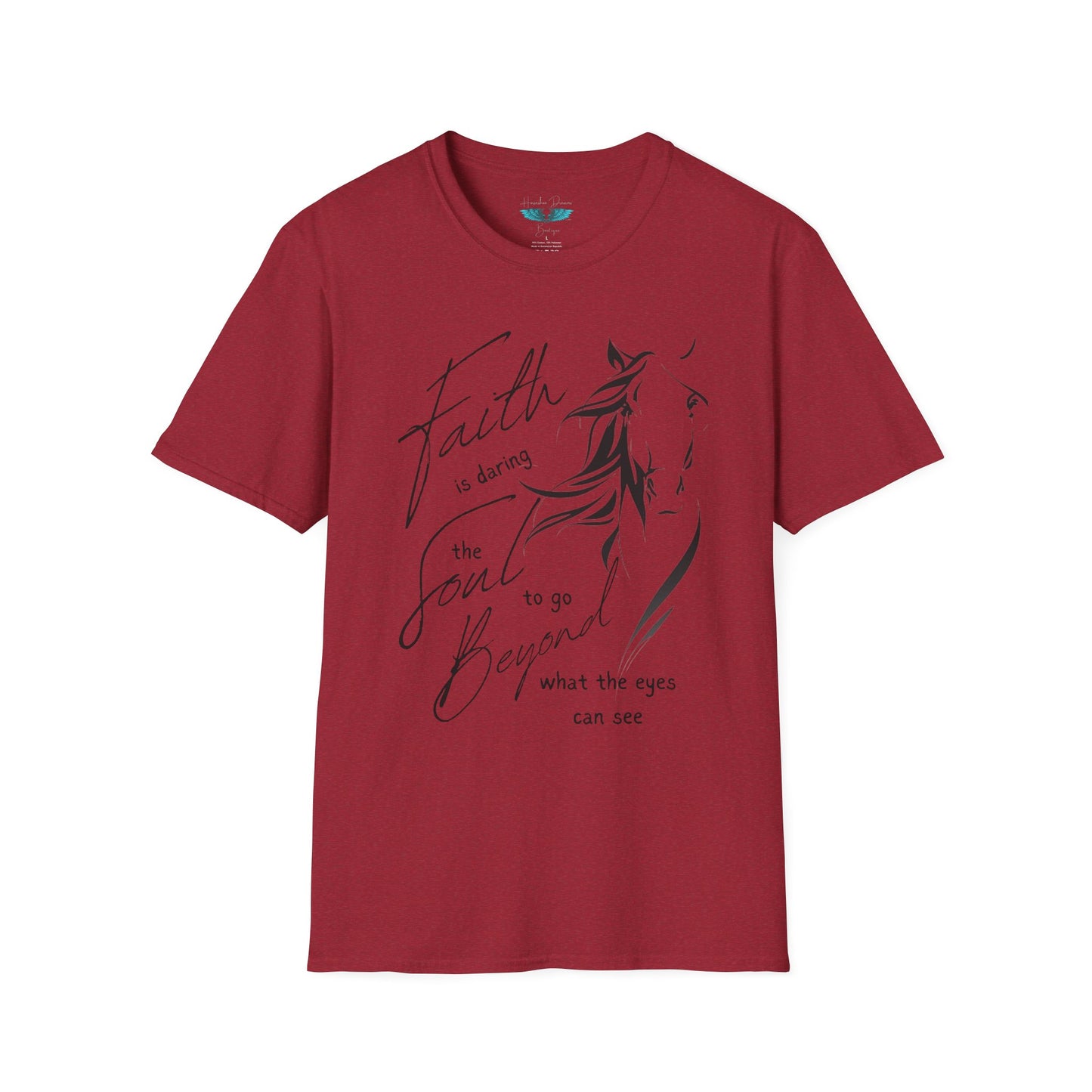 Faith and Horses in black Unisex Softstyle Graphic Tee