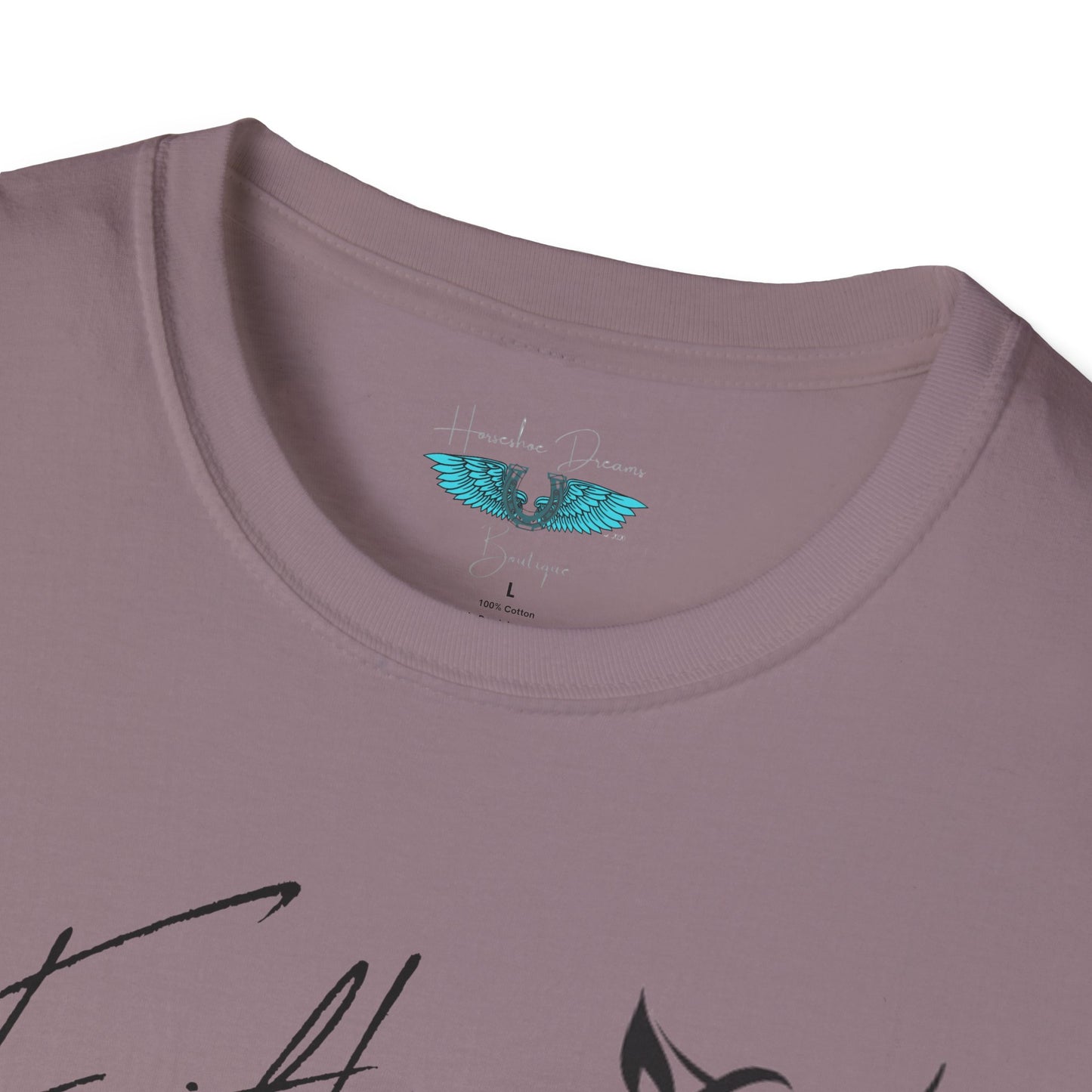 Faith and Horses in black Unisex Softstyle Graphic Tee