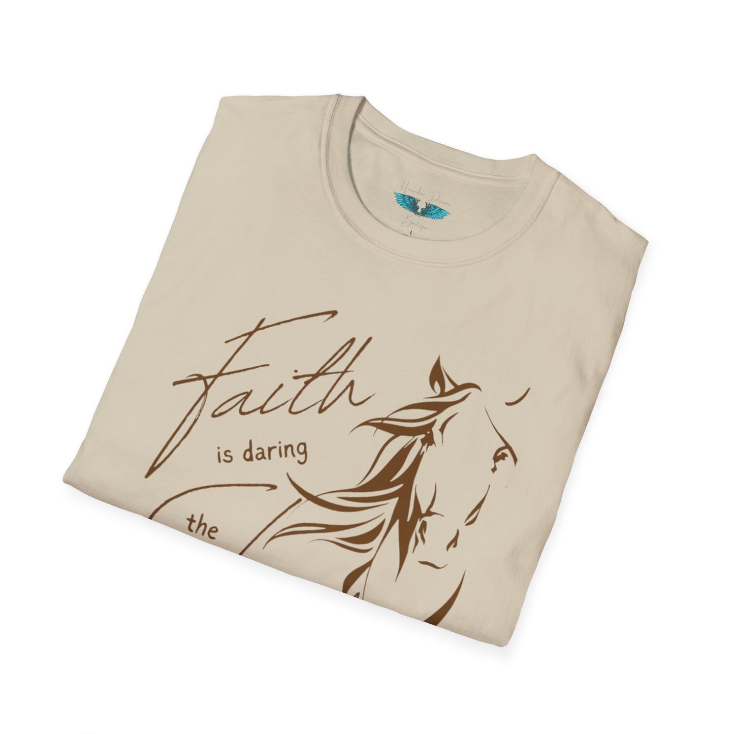 Faith and Horses in Brown Unisex Softstyle T-Shirt
