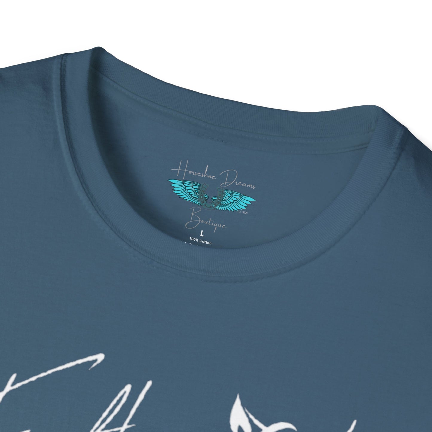 Faith and Horses in White Unisex Softstyle T-Shirt
