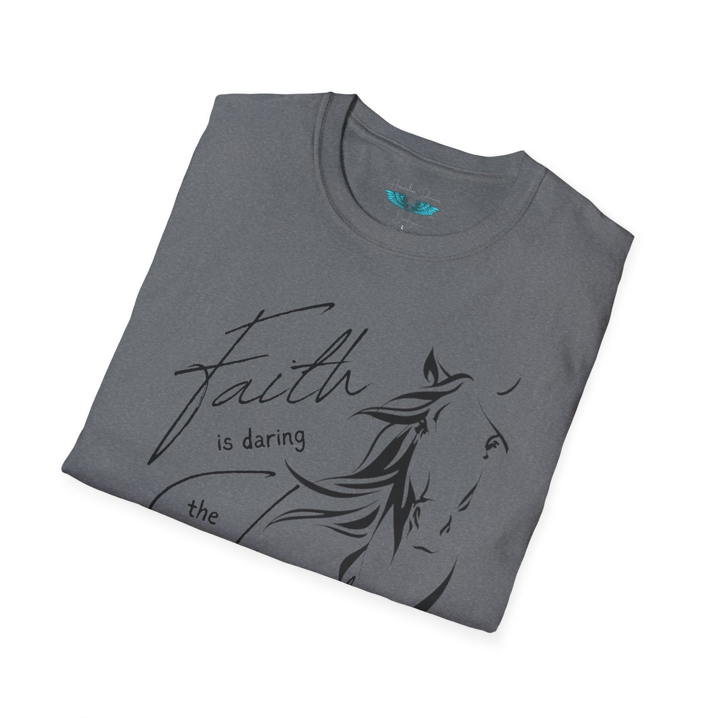 Faith and Horses in black Unisex Softstyle Graphic Tee