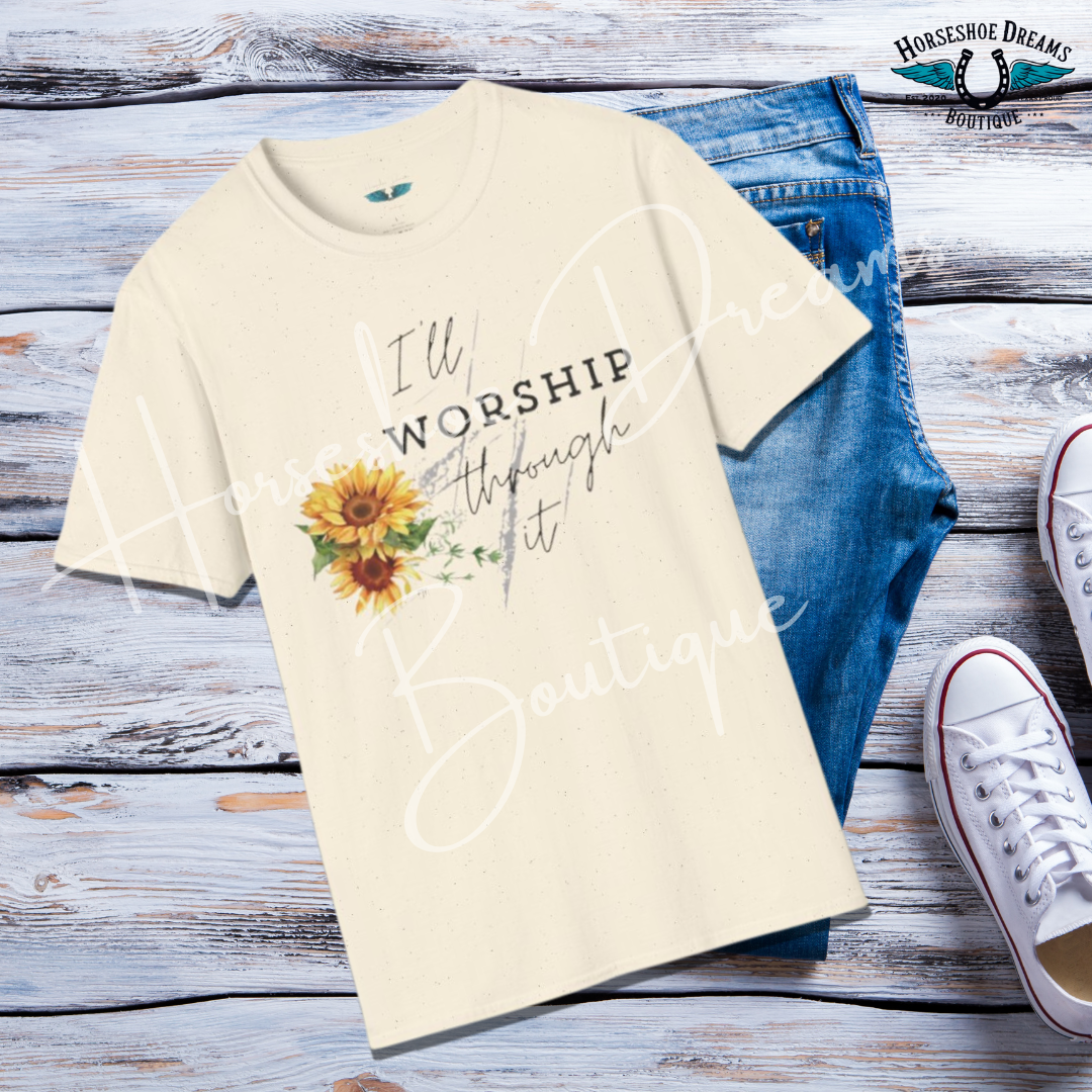 Worship Through It - soft style, unisex fit Women's Faith based graphic tee