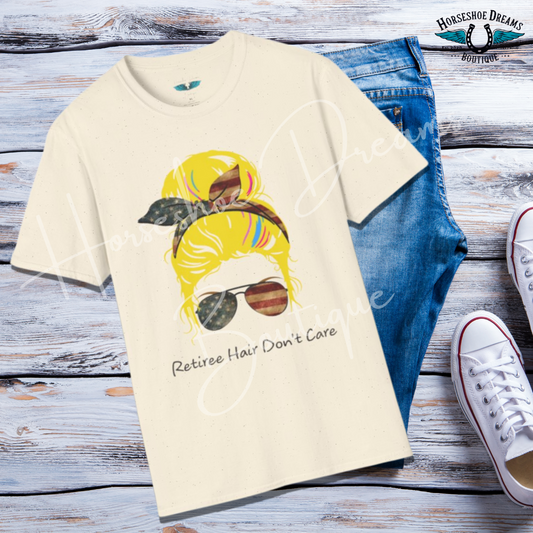 Retiree Hair Don't Care -  Military Airforce - Women Soft Style Graphic Tee