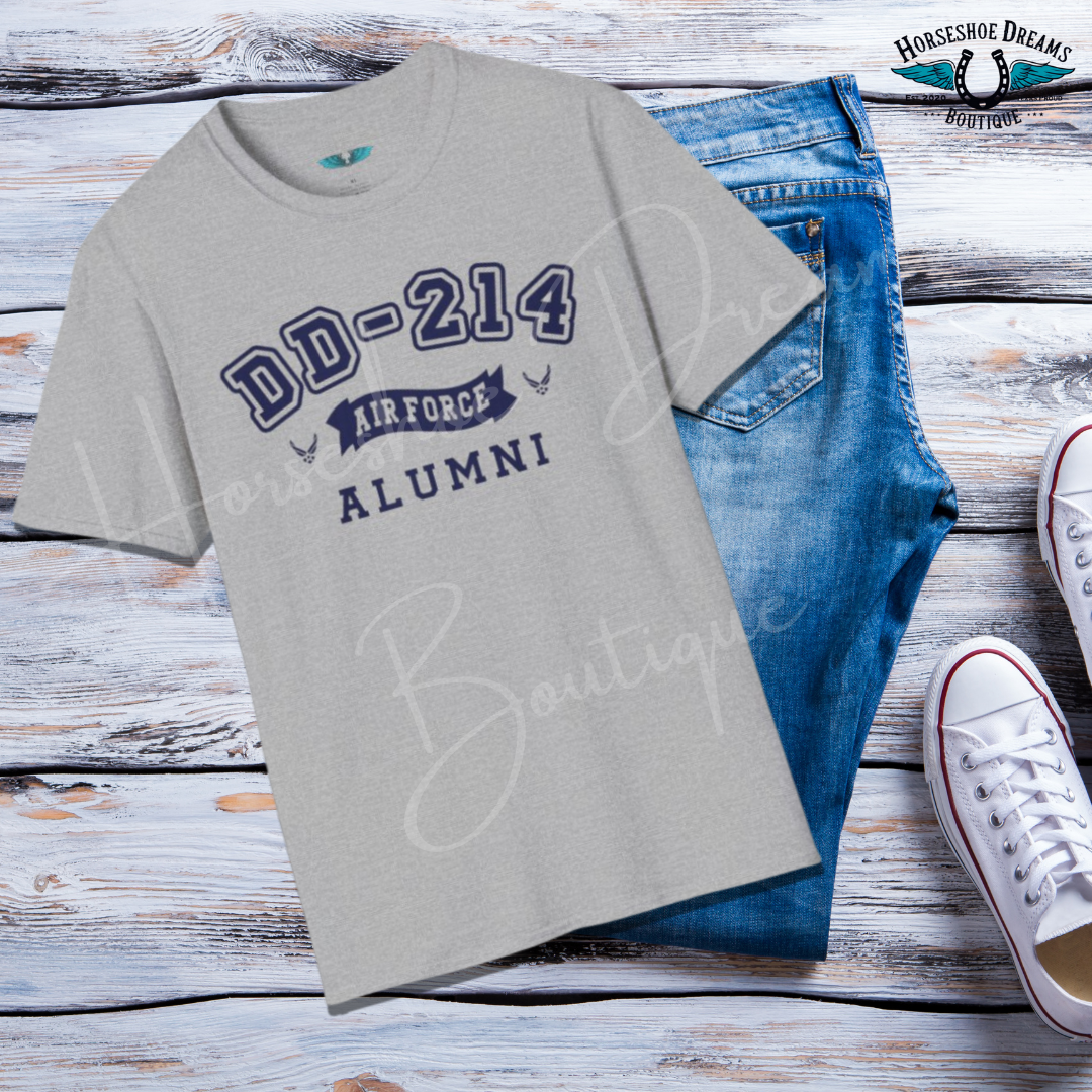 Air Force Alumni Women's Soft Style T-Shirt Letters in Navy