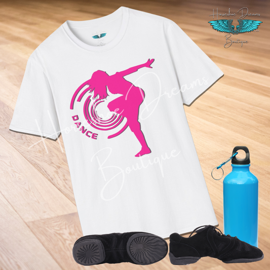 Dance Silhouette Graphic Tee in Lifted Pink Unisex Softstyle T-Shirt