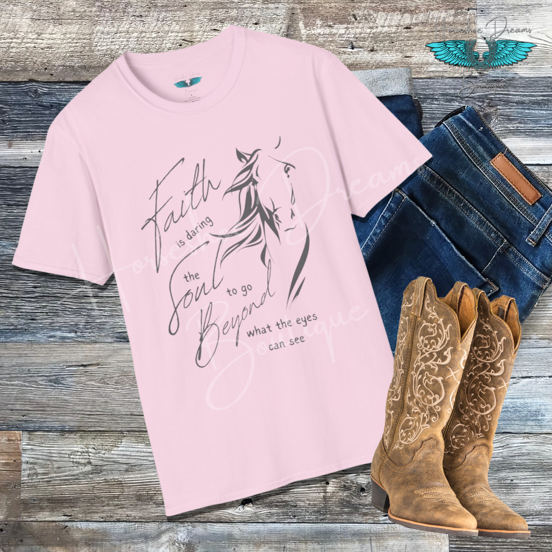 Faith and Horses in Grey Unisex Softstyle Graphic Tee