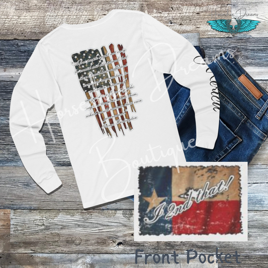 Texas/'Merica(black font) 2nd Amendment , Unisex Jersey Long Sleeve Tee