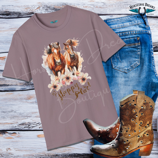 My Happy Place - Horses and Wildflowers Graphic Tee