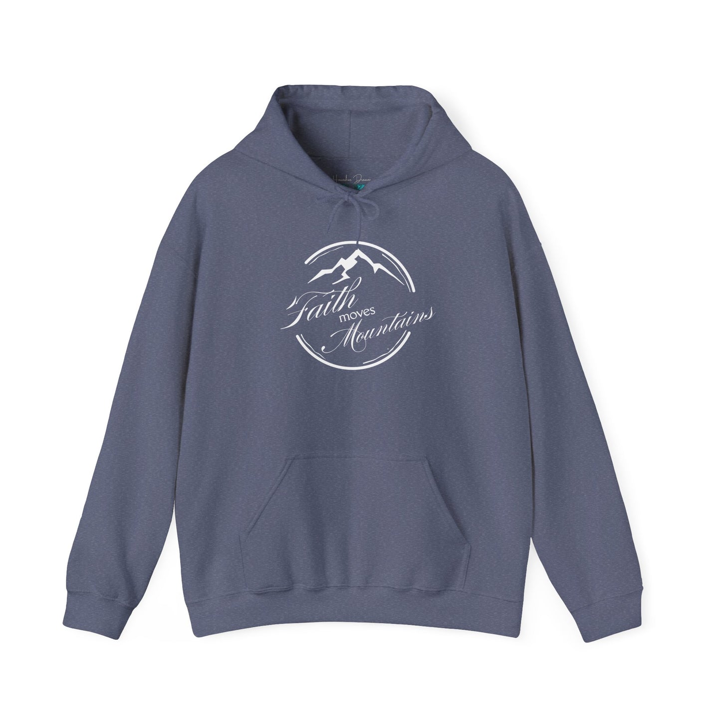 Faith Moves Mountains in White Unisex Heavy Blend™ Hoodie