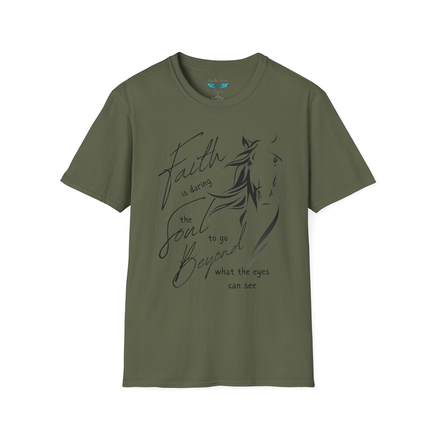 Faith and Horses in black Unisex Softstyle Graphic Tee