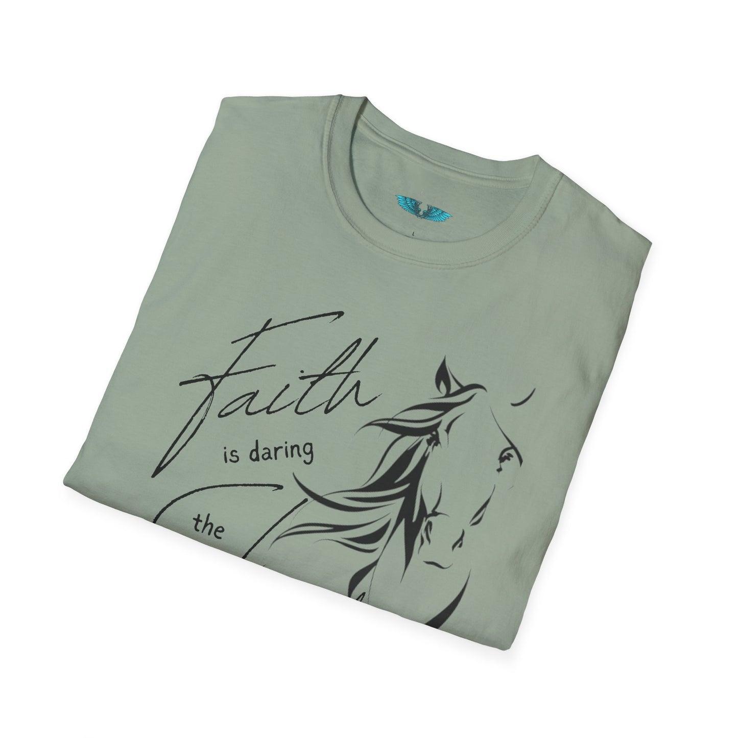 Faith and Horses in black Unisex Softstyle Graphic Tee