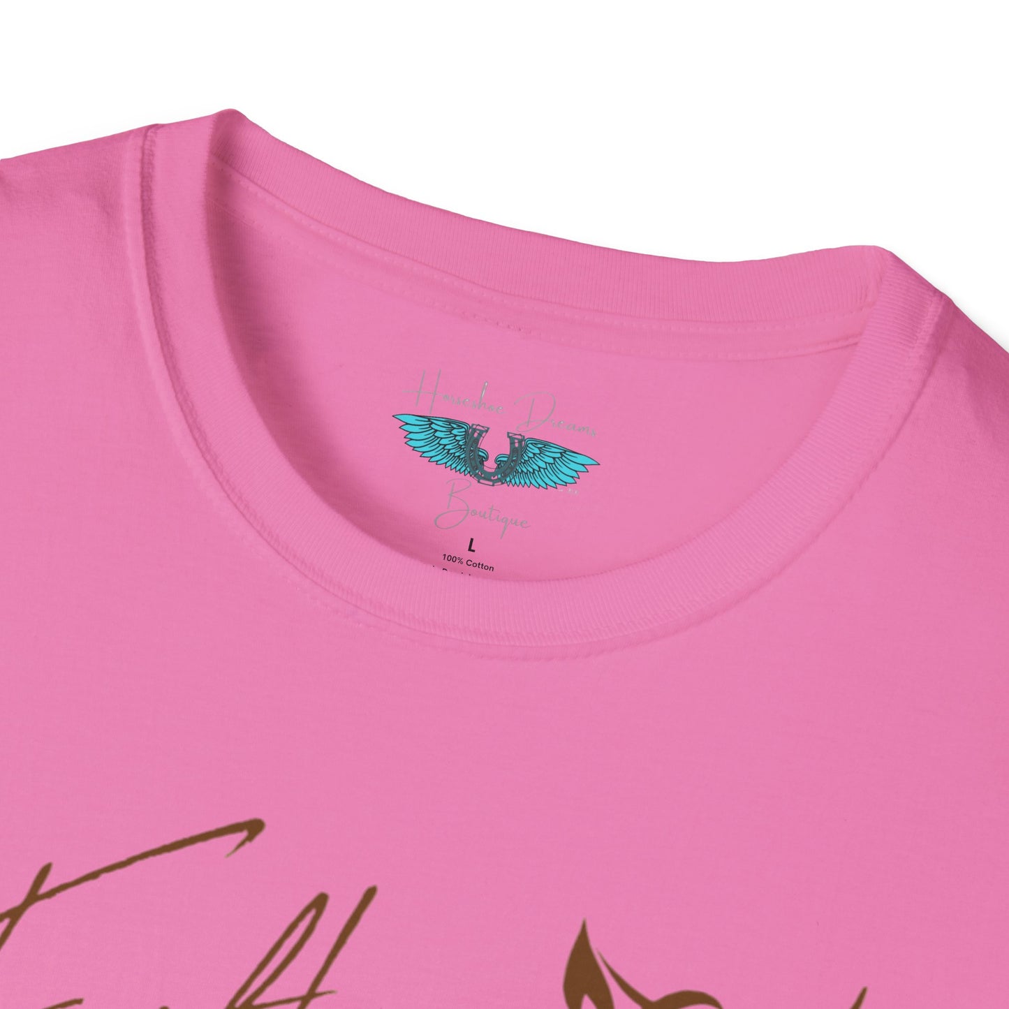 Faith and Horses in Brown Unisex Softstyle T-Shirt
