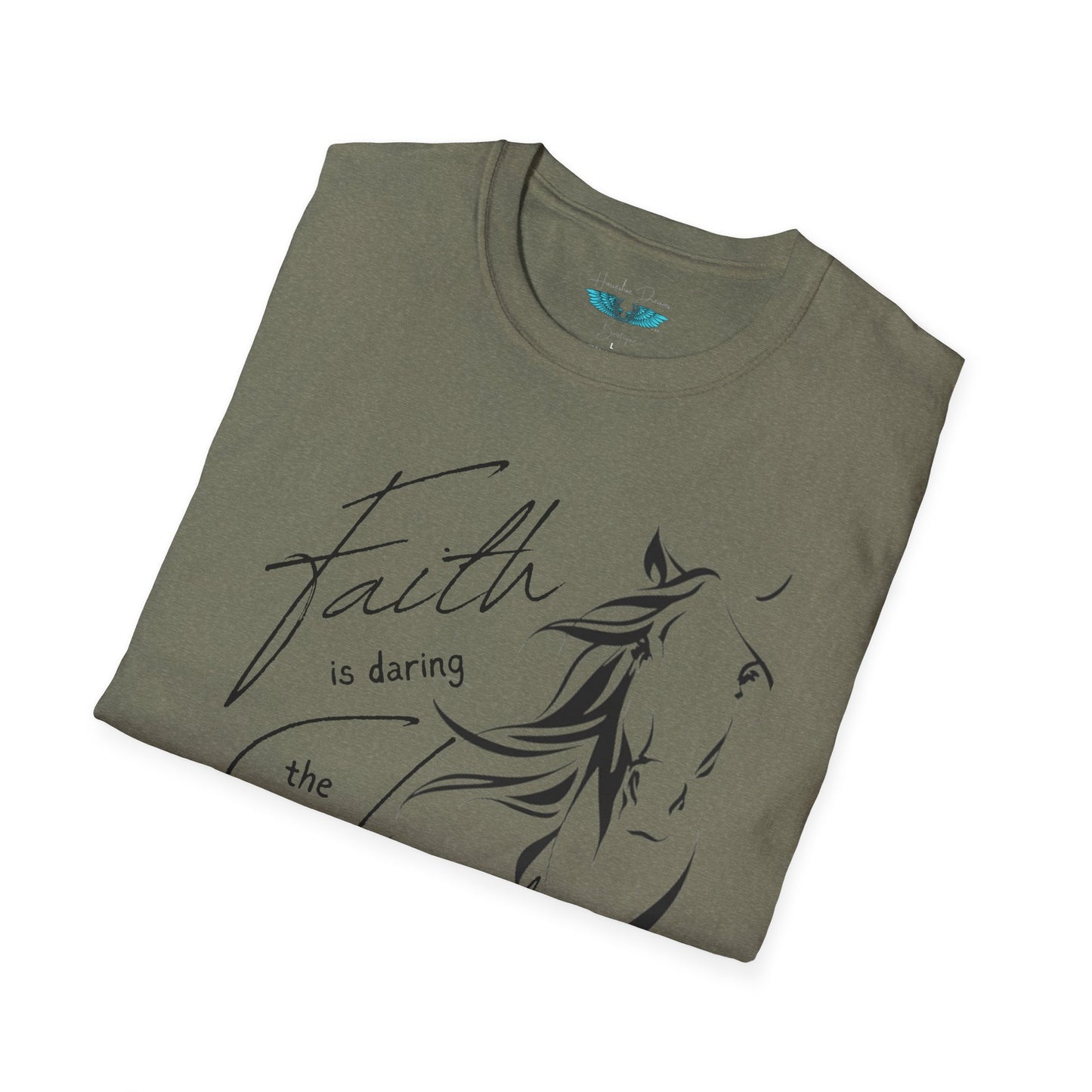 Faith and Horses in black Unisex Softstyle Graphic Tee